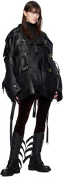 Junya Watanabe Black Fringed Faux-Leather Jacket