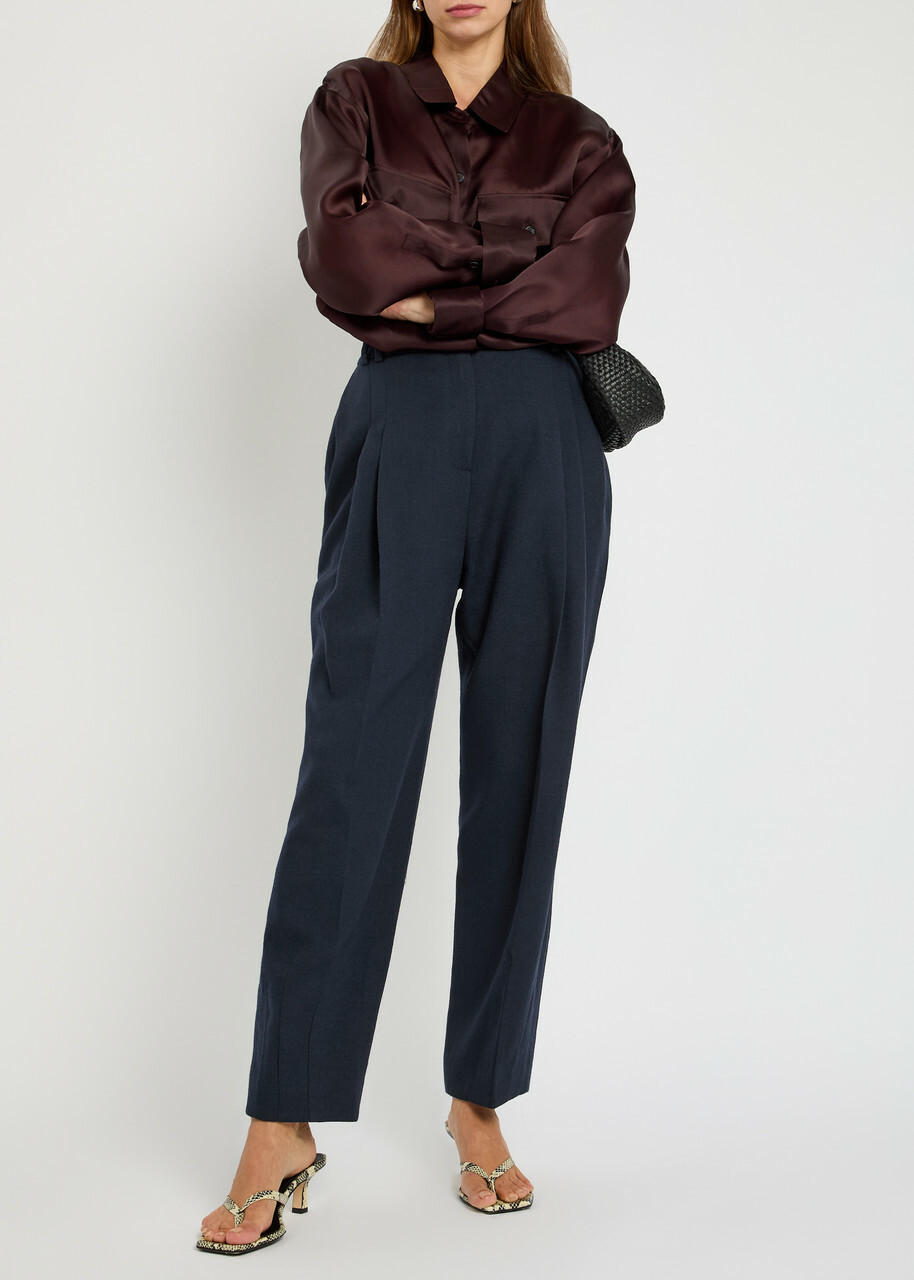 Tove Robena Pleated Wool Trousers Navy