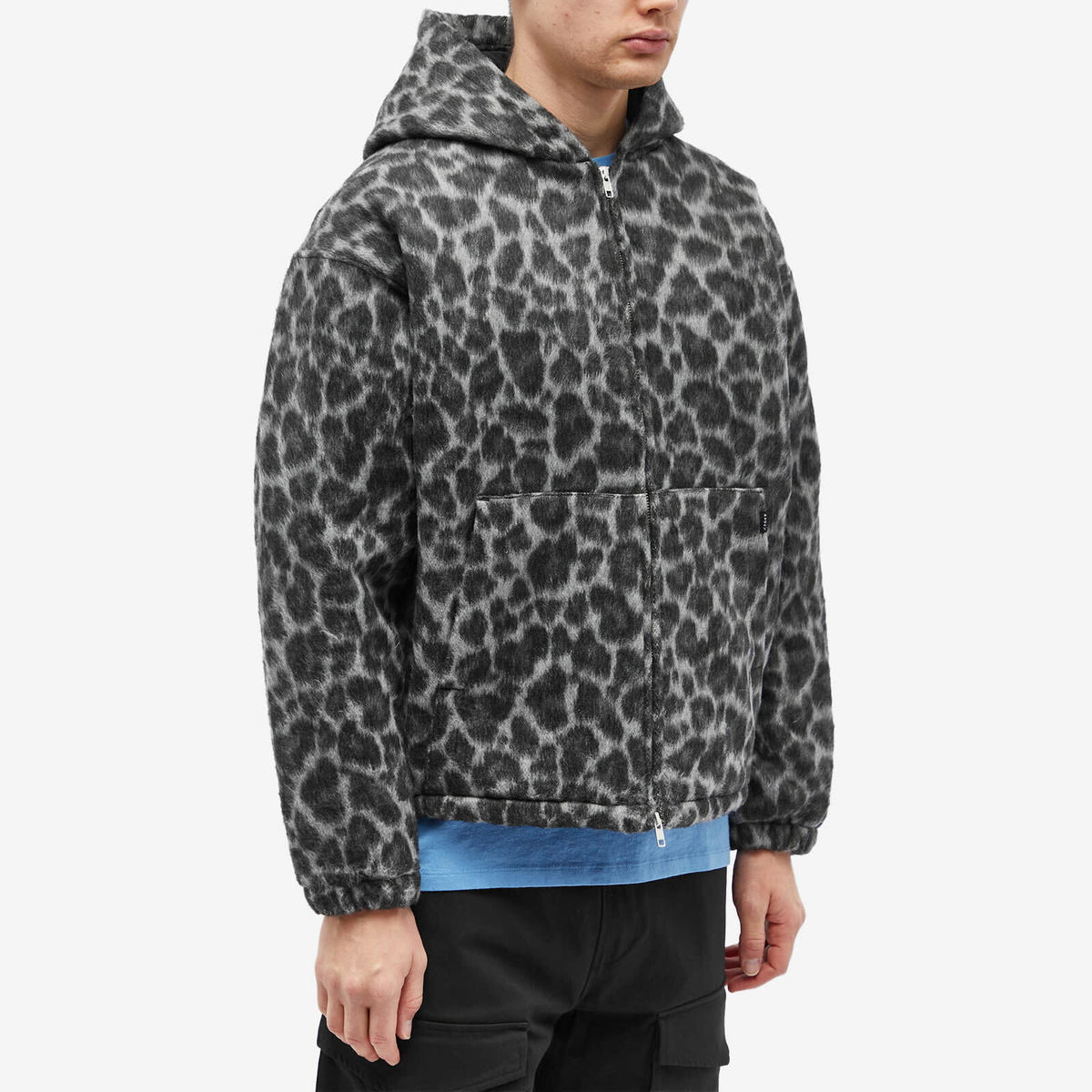 Edwin Men's Daimon Hooded Jacket Lined in Black/White Leopard