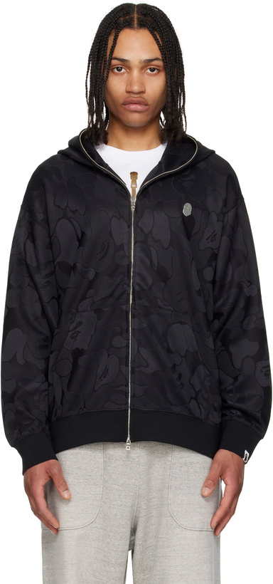 Photo: BAPE Black Solid Camo Jacquard One Point Zip Hoodie