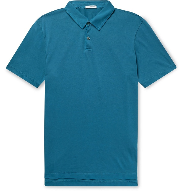 Photo: James Perse - Mélange Supima Cotton-Jersey Polo Shirt - Blue