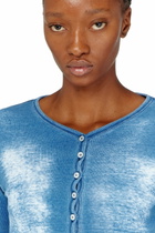 Diesel Rib-jersey cardigan with bleached effect - Tops Womens in Blue