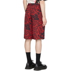 Alexander McQueen Black and Red Ivy Creeper Shorts