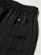 Needles - Straight-Leg Logo-Embroidered Striped Georgette Shorts - Black