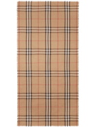 BURBERRY - Check Motif Wool And Silk Blend Scarf