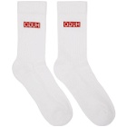 Hugo Two-Pack White Ribbed Reverse Logo Socks