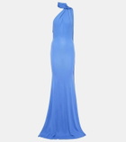 Alex Perry Scarf-detail open-back jersey gown