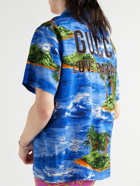 GUCCI - Camp-Collar Printed Voile Shirt - Blue