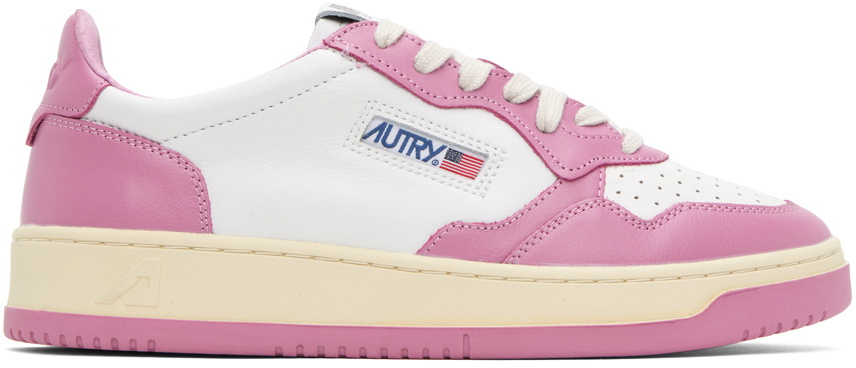 AUTRY White & Pink Medalist Low Sneakers Autry
