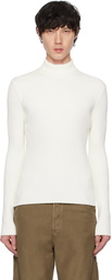 Courrèges White Reedition Rib Knit Mock Neck Sweater