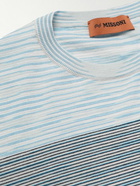 Missoni - Slim-Fit Striped Crochet-Knit Cotton T-Shirt - Blue