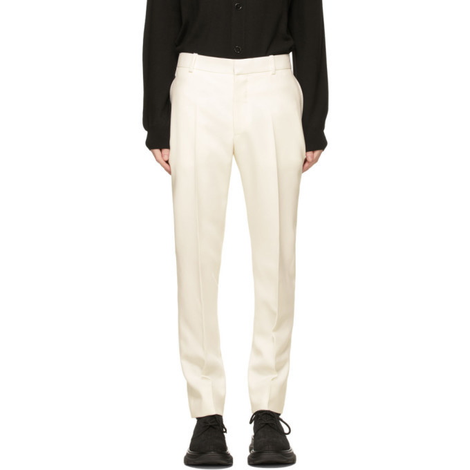 Photo: Alexander McQueen White Wool Cigarette Trousers