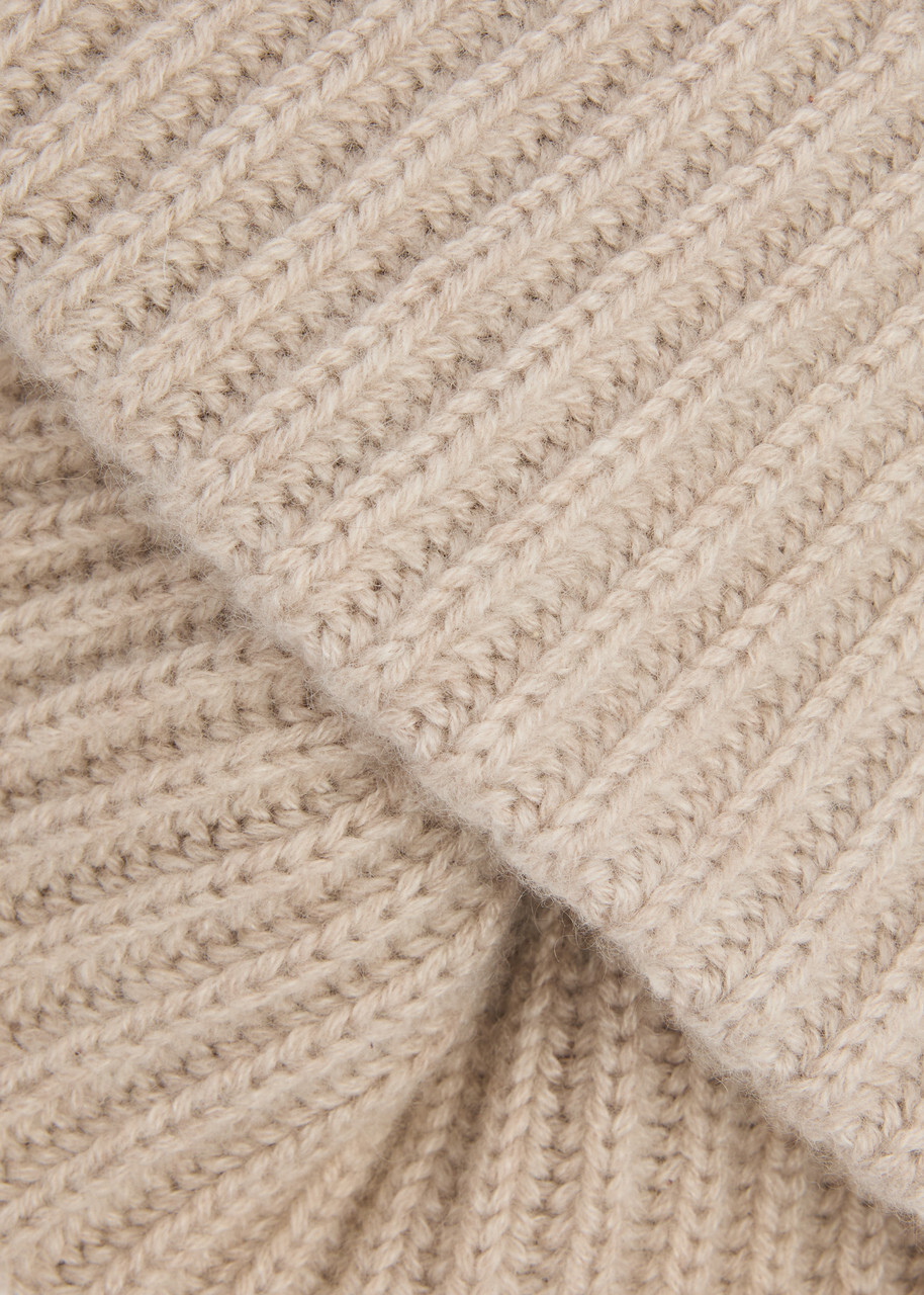 Lisa Yang Martigny Ribbed Cashmere Beanie - Sand - One Size