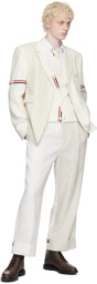 Thom Browne White & Beige Side Tab Trousers