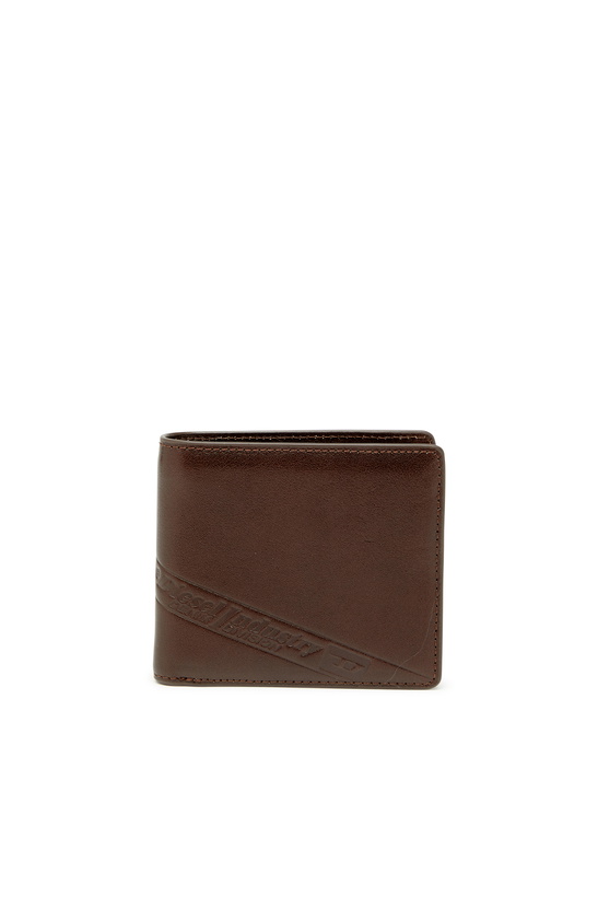 Photo: Diesel Bi-fold leather wallet with embossed logo - Small Wallets Mens in Brown
