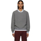 Thom Browne Grey Waffle Wool Relaxed Fit Crewneck Sweater