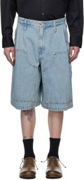 WOOYOUNGMI Blue Paneled Denim Shorts
