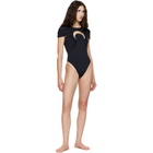 Marine Serre Black Moon Gathered One Piece Swimsuit