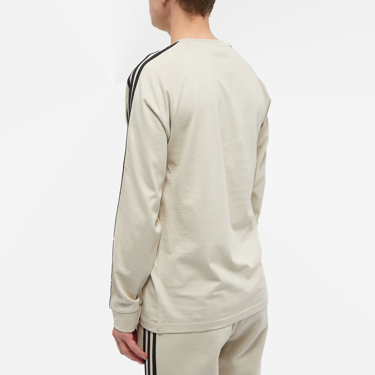 Adidas Men\'s Stripe 3 in Sleeve T-Shirt Long Wonder Beige adidas