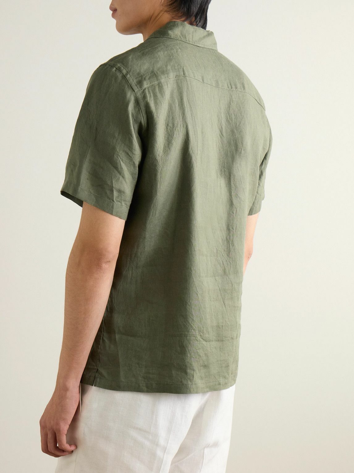 Kingsman - Drake's Convertible-Collar Linen Shirt - Green