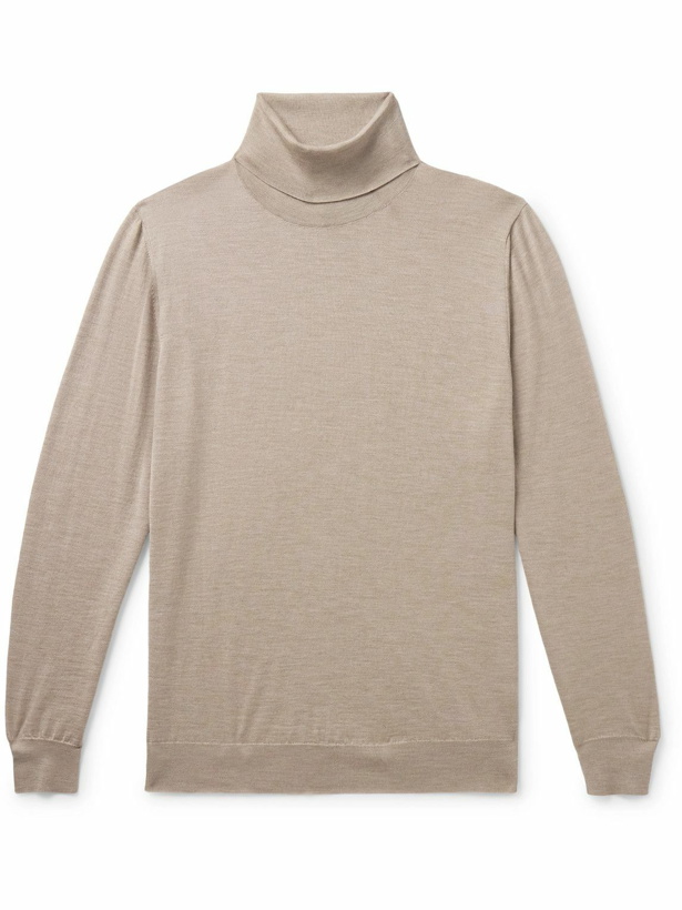 Photo: Kiton - Cashmere and Silk-Blend Rollneck Sweater - Neutrals