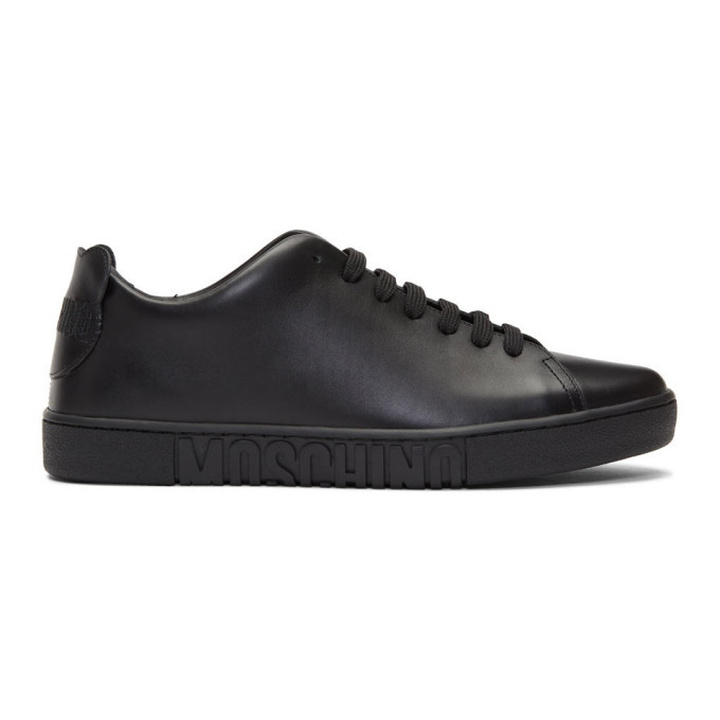 Photo: Moschino Black Leather Teddy Patches Sneakers
