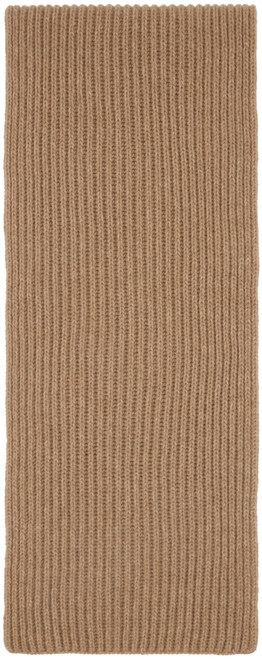 GANNI Beige Ribbed Scarf GANNI