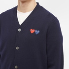 Comme des Garçons Play Men's Double Heart Cardigan in Navy