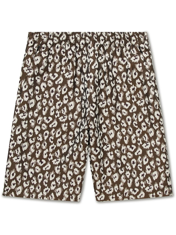 Photo: Needles - Wide-Leg Leopard-Jacquard Cupro-Blend Shorts - Brown