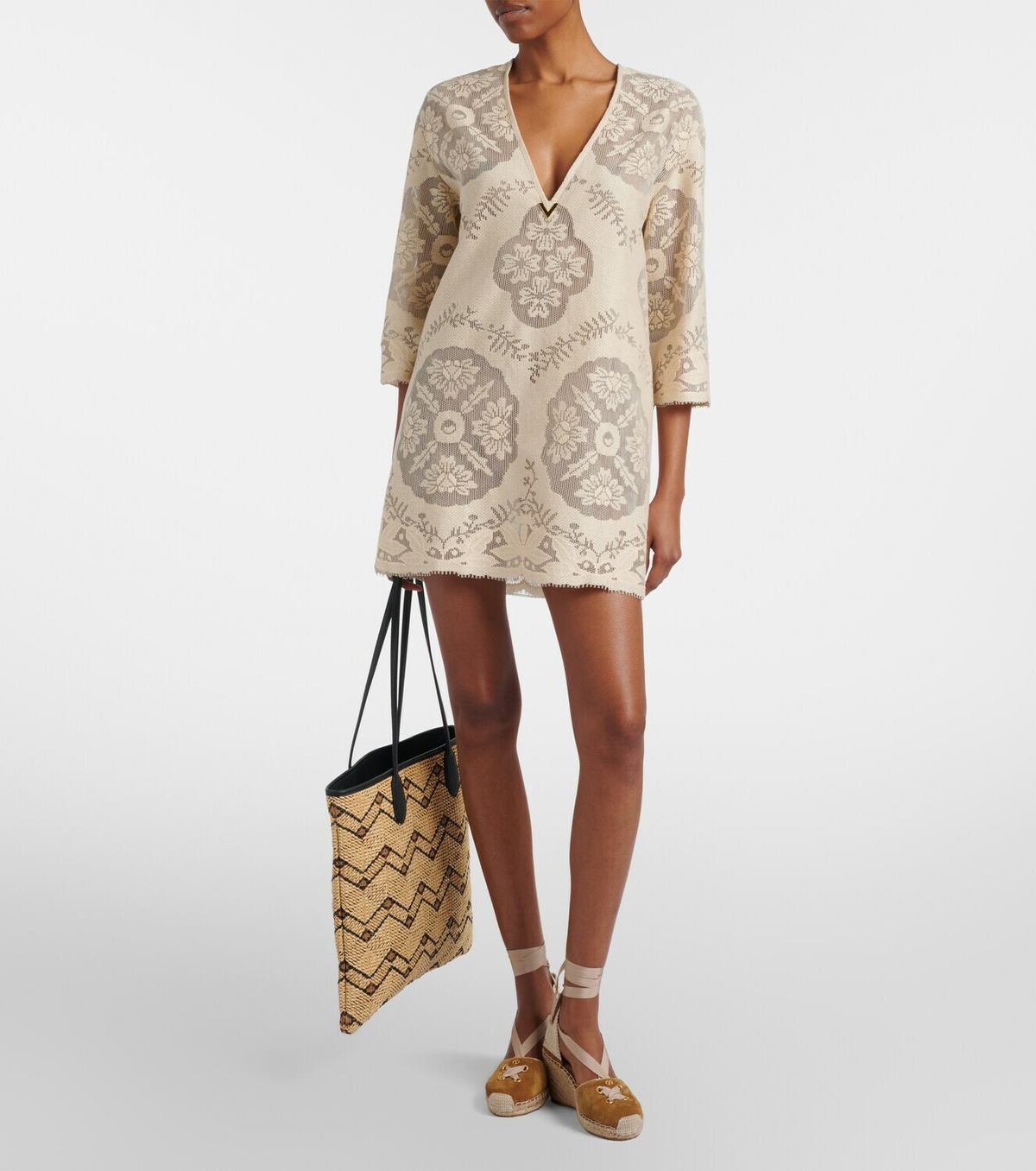 Valentino Garavani VLogo N/S Medium raffia tote bag