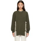 Simone Rocha Khaki Merino Lace Up Hem Jumper