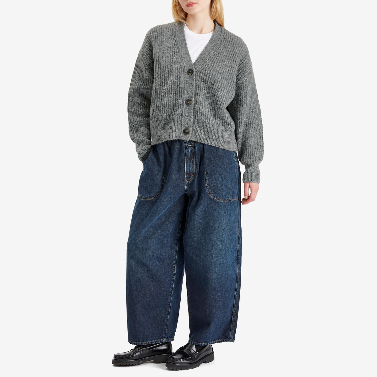 Closed Women's V Neck Cardigan in Grey Heather Melange