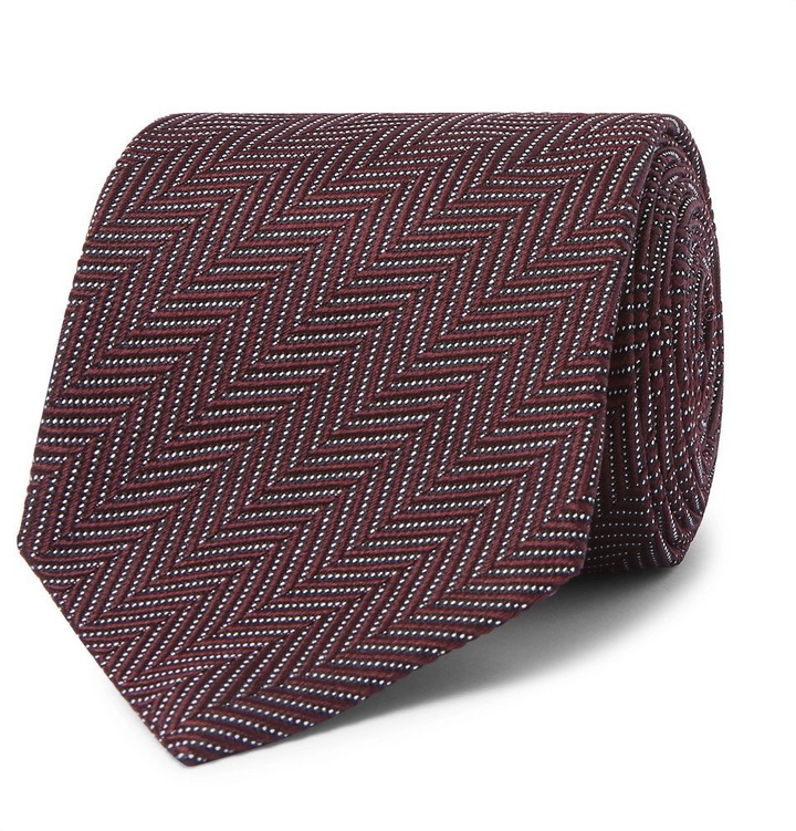 Photo: TOM FORD - 8cm Herringbone Woven Silk and Cotton-Blend Tie - Purple