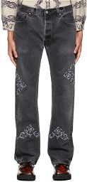 Children of the Discordance Black 501 Embroidery Jeans