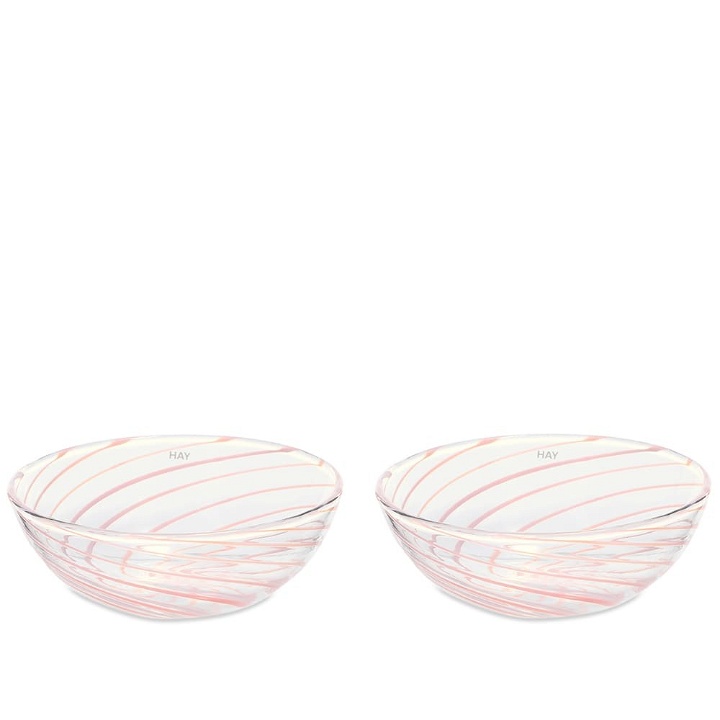 Photo: HAY Spin Bowl - Set Of 2 in Clear/Pink