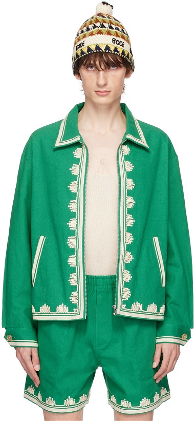 Photo: Bode Green Ripple Appliqué Jacket