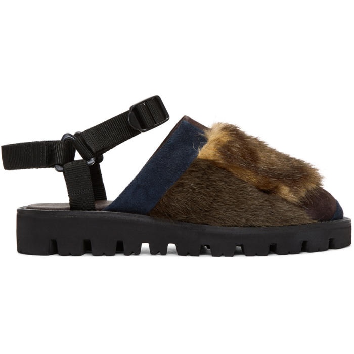 Photo: Kolor Brown and Navy Furry Slippers