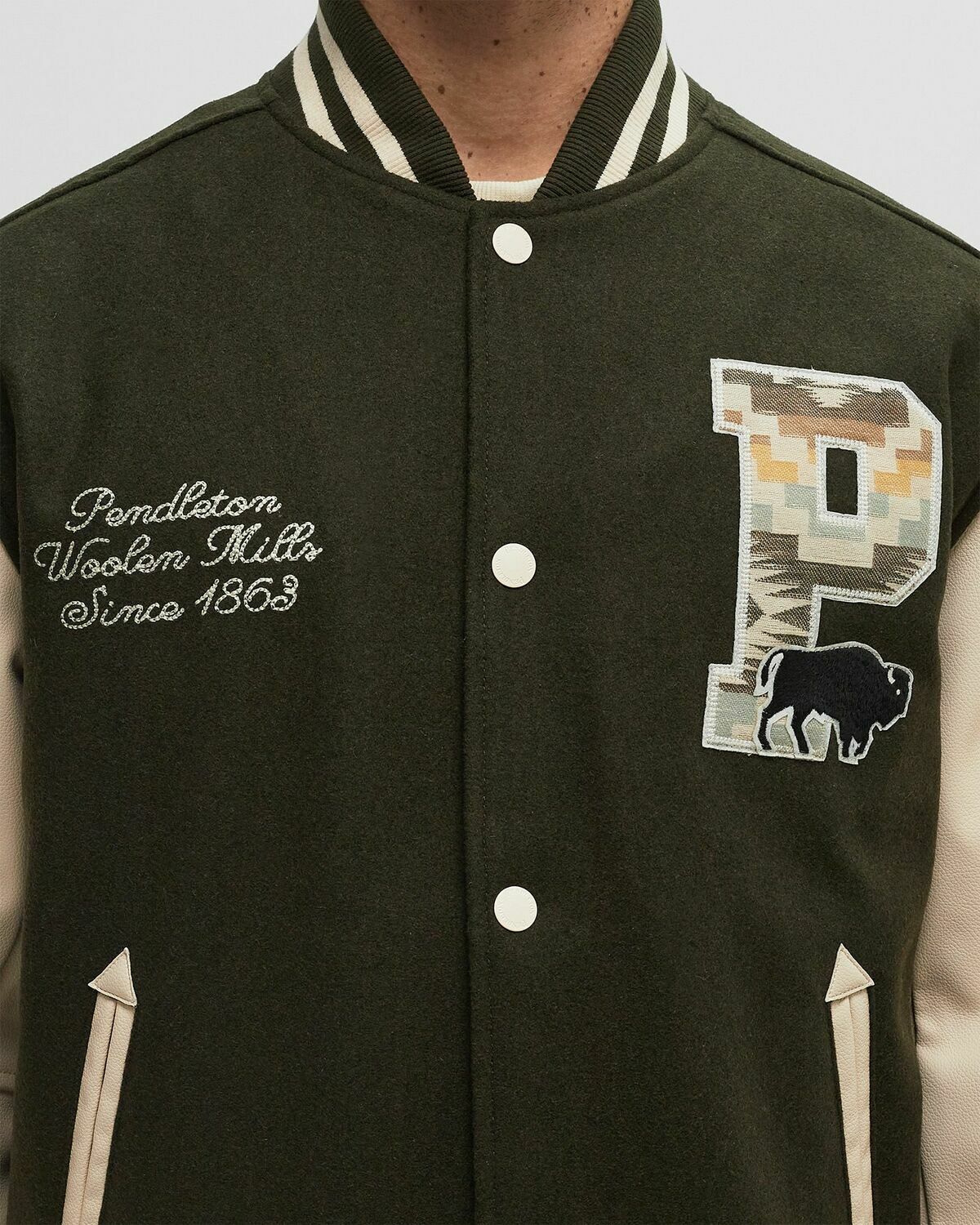 Pendleton VARSITY JACKET green/beige Mens Bomber Jackets/College Jacket