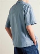 Barena - Bagolo Camp-Collar Crinkled Cotton-Poplin Shirt - Blue