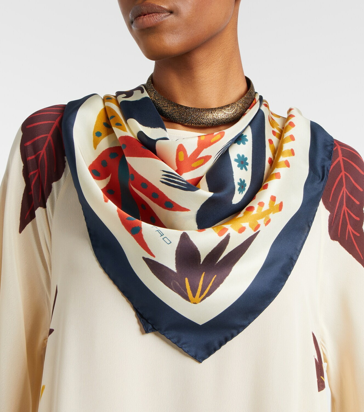 Etro Printed silk twill scarf
