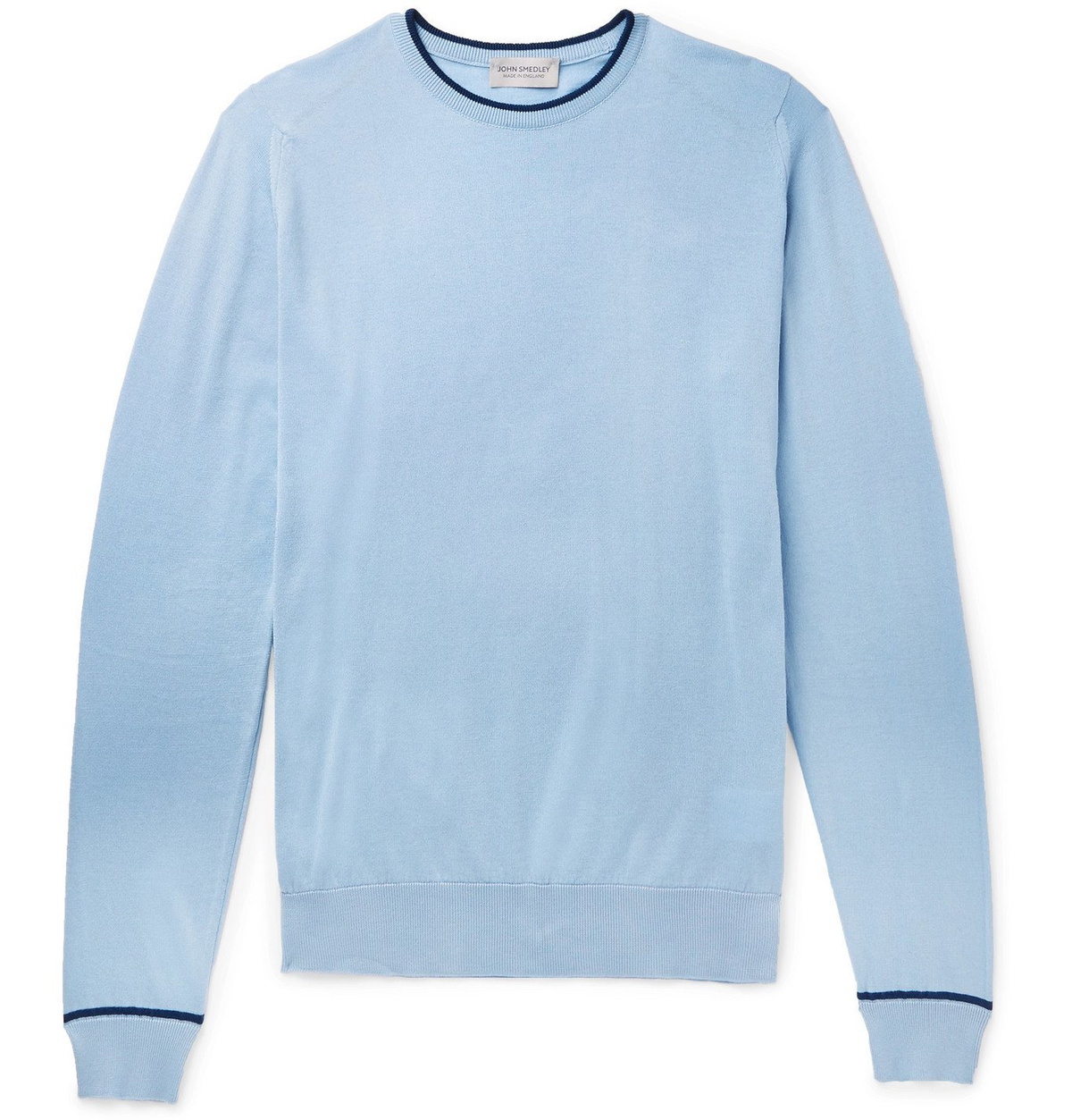 John Smedley - Astin Slim-Fit Contrast-Tipped Sea Island Cotton Sweater - Blue