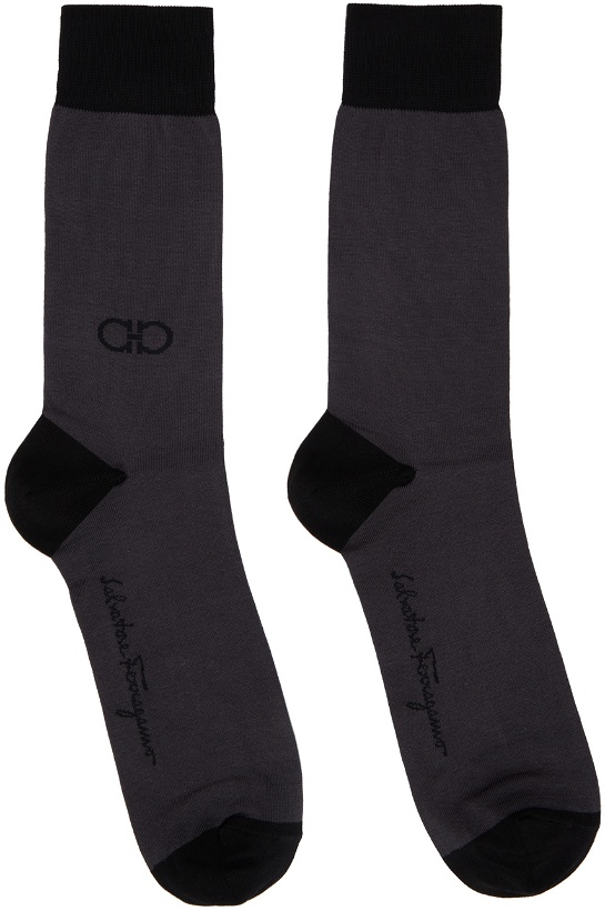 Photo: Ferragamo Gray & Black Gancini Socks