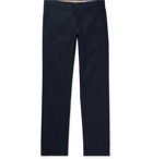 NN07 - Midnight-Blue Theo Tapered Herringbone Cotton-Blend Trousers - Blue