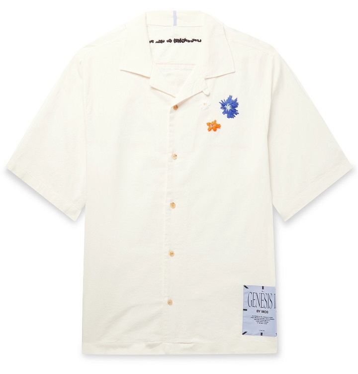 Photo: MCQ - Camp Collar Embroidered Appliquéd Cotton Shirt - White