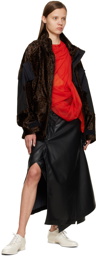 Junya Watanabe Black Asymmetric Faux-Leather Maxi Skirt