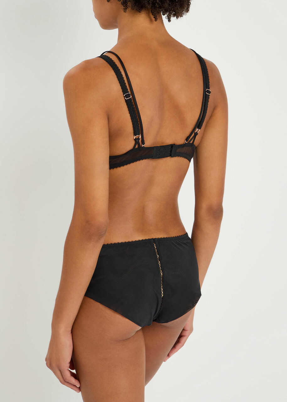 Simone PÉRÈLE Précieuse Floral-embroidered Tulle Underwired bra Black