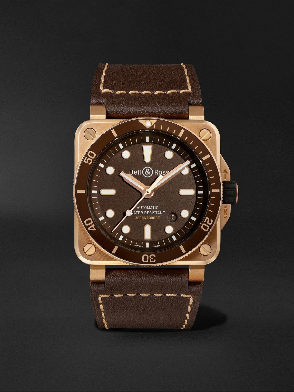 Bell - BR 03-92 Diver Limited Edition Automatic 42mm Bronze and Leather Watch, Ref.No R0392-D-BR-BR/SCA Bell & Ross