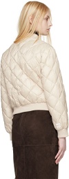 Max Mara Beige The Cube Quilted Reversible Down Bomber Jacket