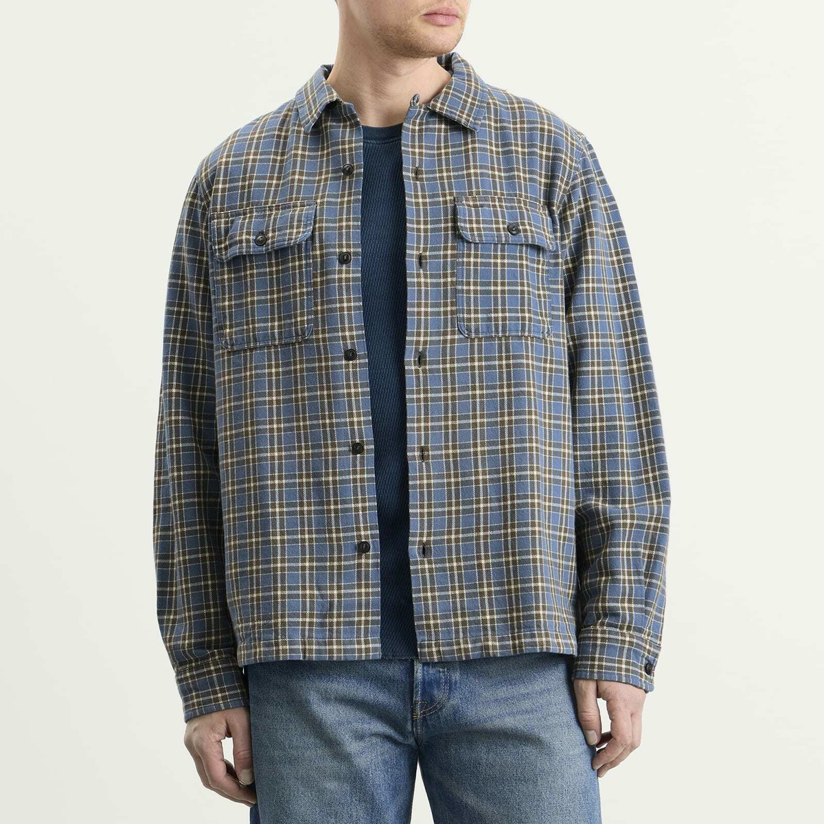 RRL Men's Matlock Check Shirt in Rl-811 Blue/Grey