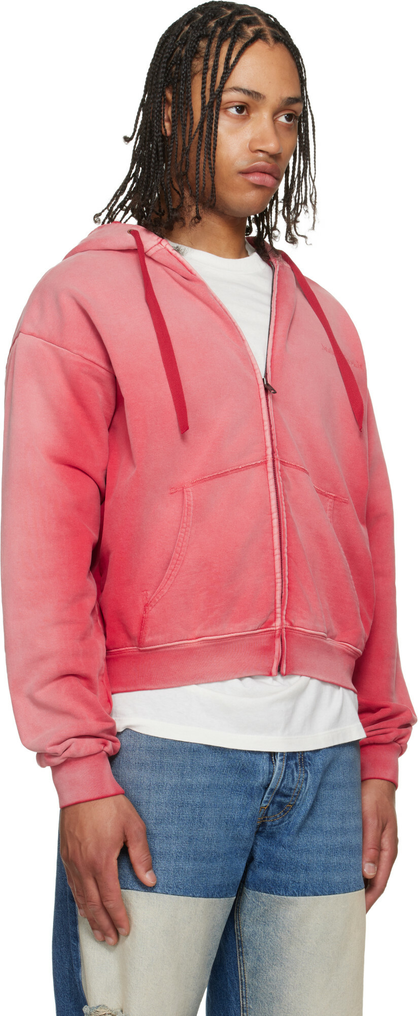 Maison Margiela Red Embroidered Logo Hoodie